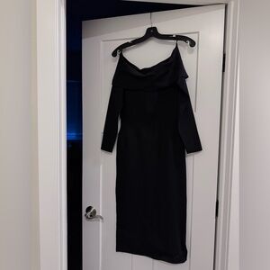Aritzia Babaton Sculpt Knit Off Shoulder Dress Black Size M